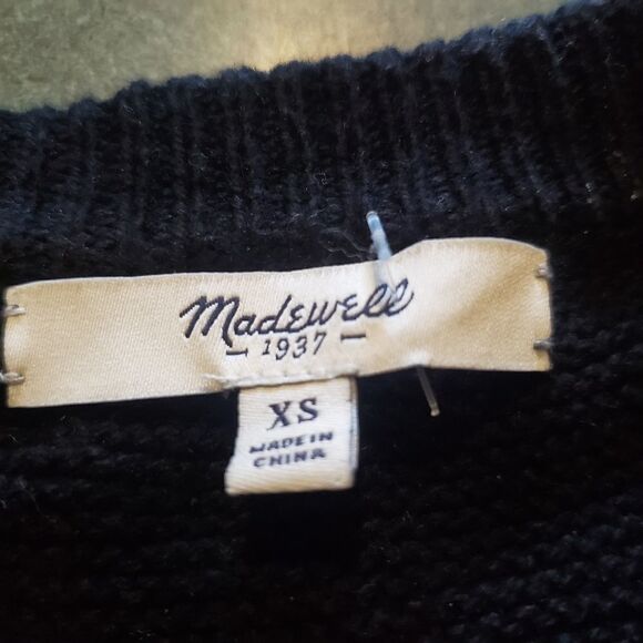 Madewell black texturework ribbed knit sweater sz XS - Picture 3 of 5
